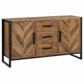 Dressoir van massief mangohout met 2 deuren en 3 laden, 160 x 40 x 80 cm, bruin/zwart