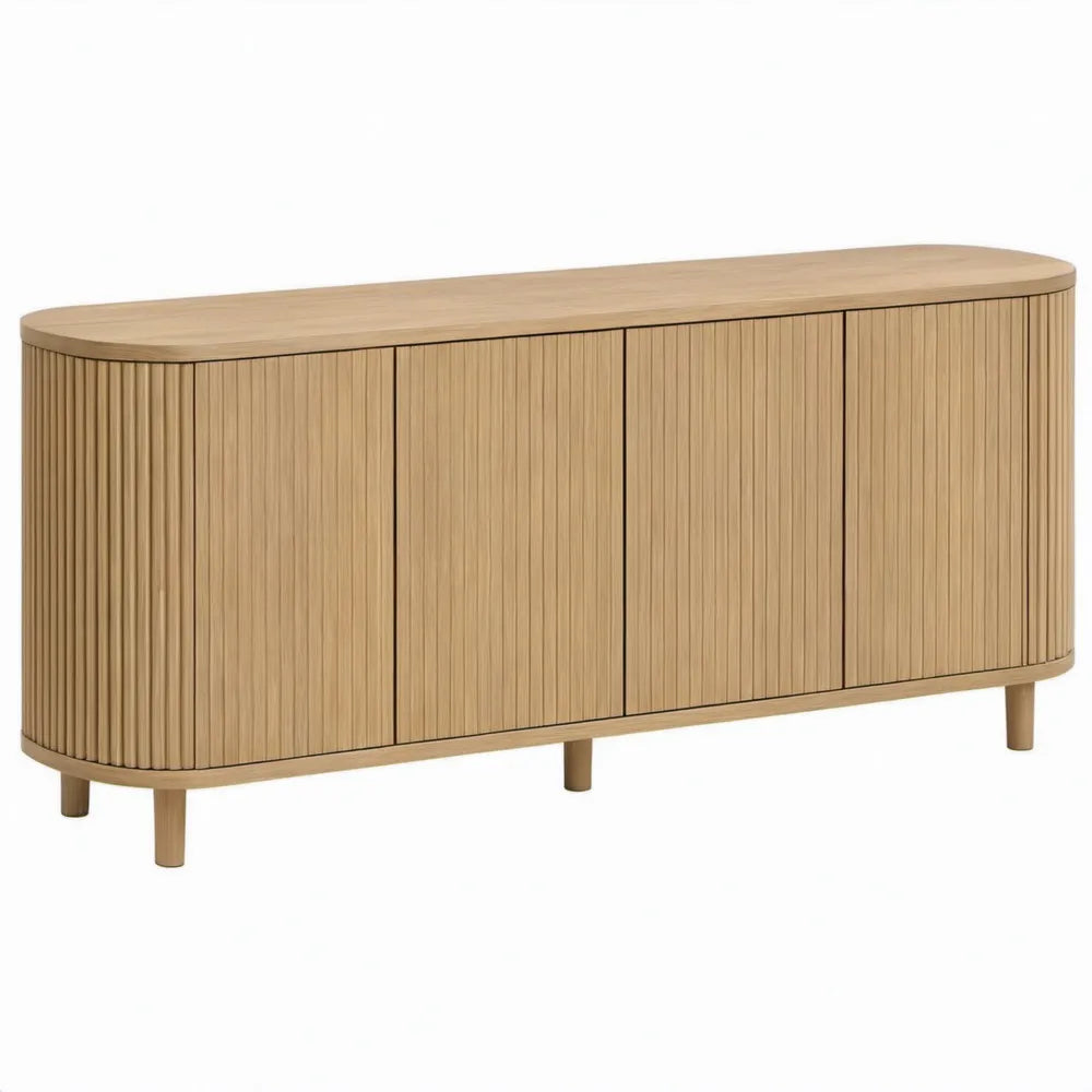 Dressoirkast met 4 deuren 160 x 40 x 75 cm in naturel eikenfineer
